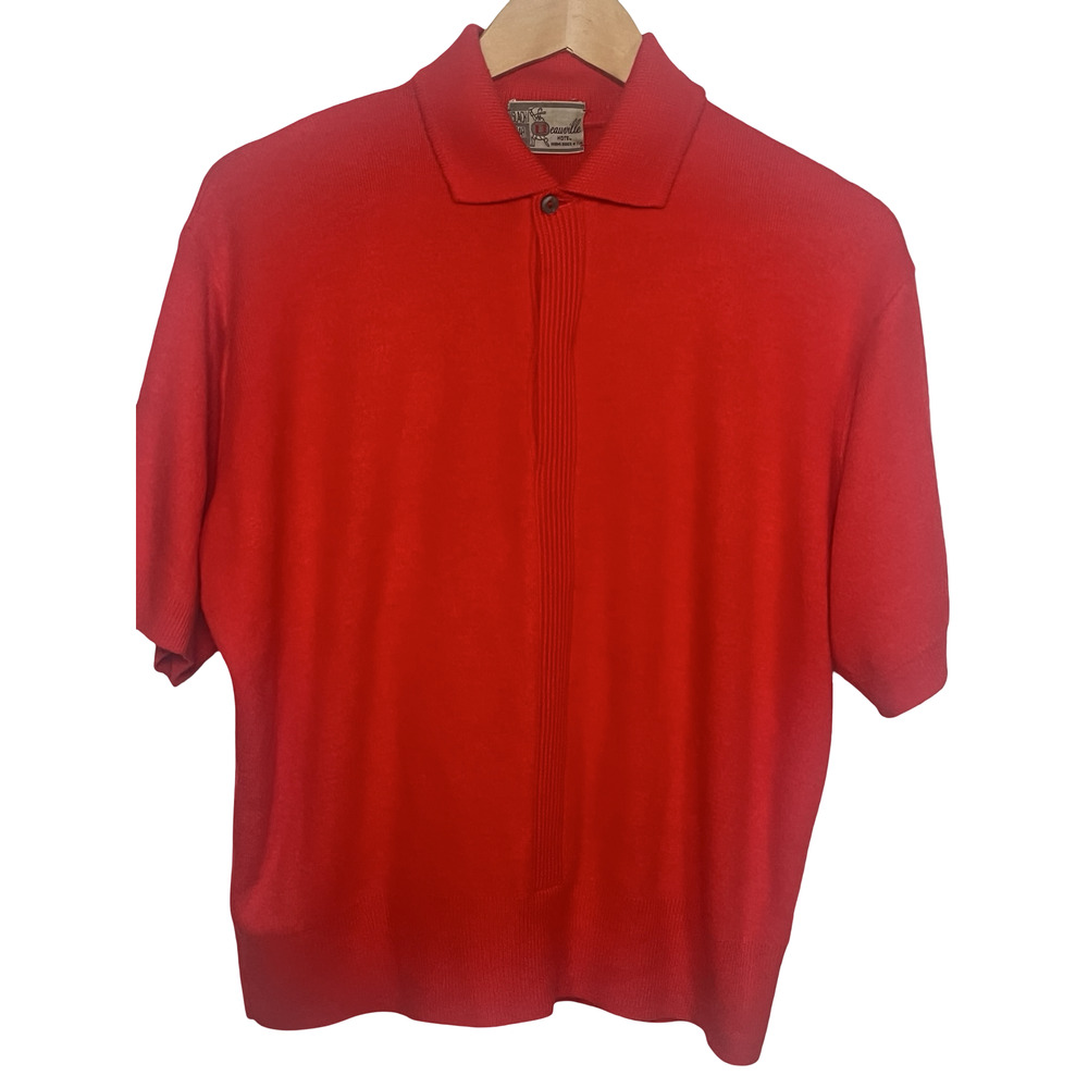 Vintage Slack Bar Deauville Hotel Polo Shirt Mens Large Red Acrylic Miami Beach
